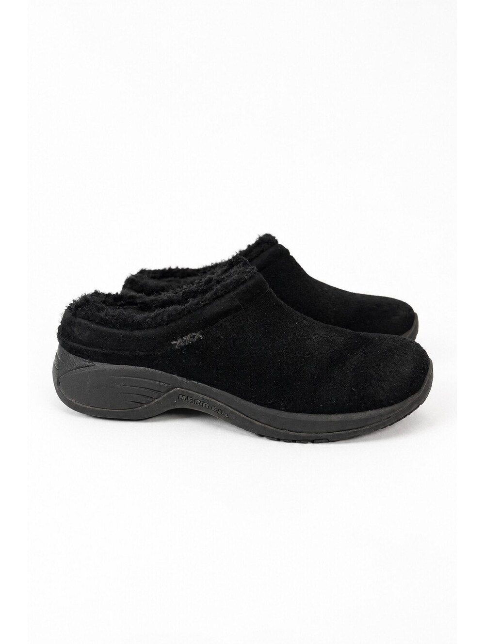 Merrell Encore Ice Black Suede Faux Fur Lined Clogs Slip On Comfort Womens 8